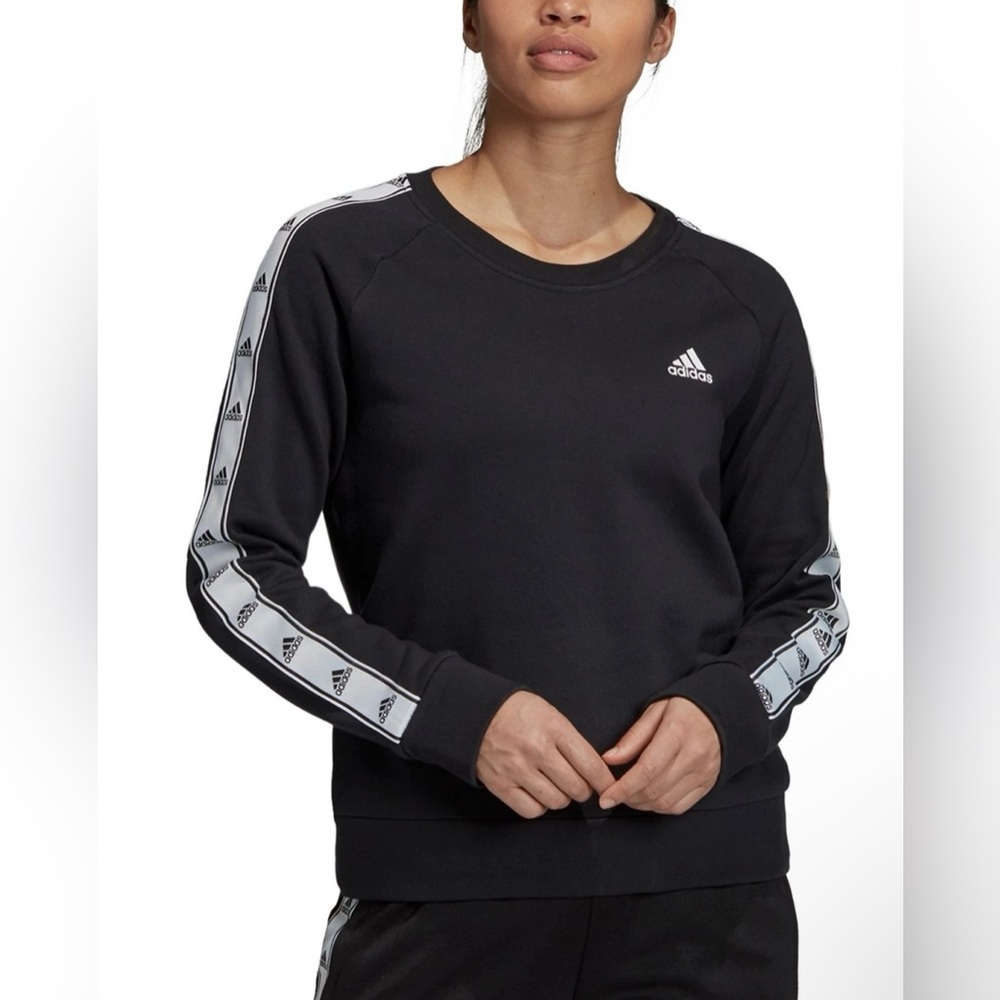 Adidas Tiro Tape Crewneck Sweatshirt Women’s XL Black White FK9868 New